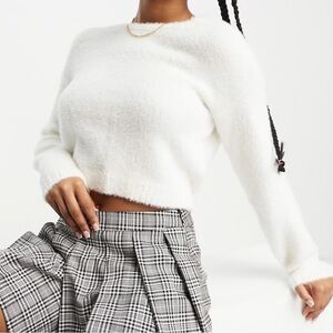 Hollister White Fuzzy Sweater